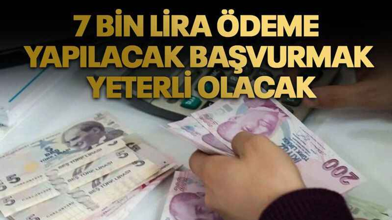 7 bin lira ödeme yapılacak başvurmak yeterli olacak. Bakanlık açıkladı